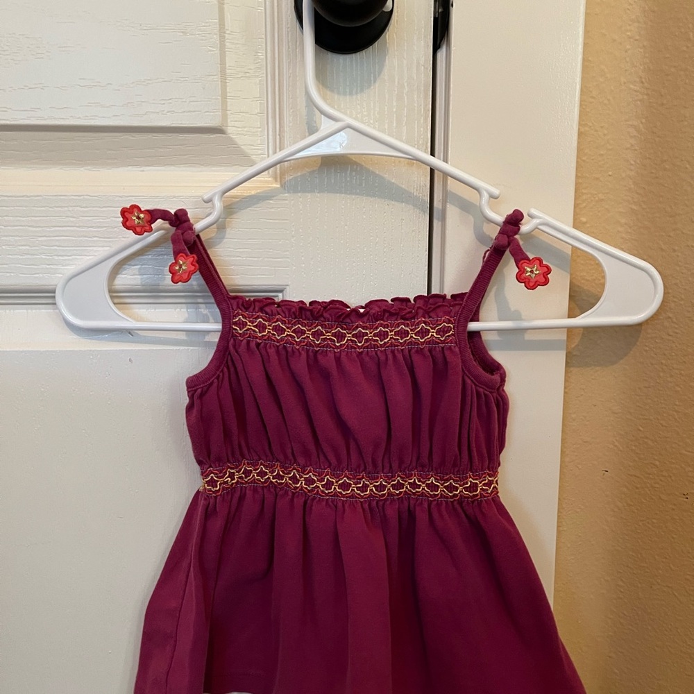 Gymboree Burgundy Dress with Yellow Embroidery